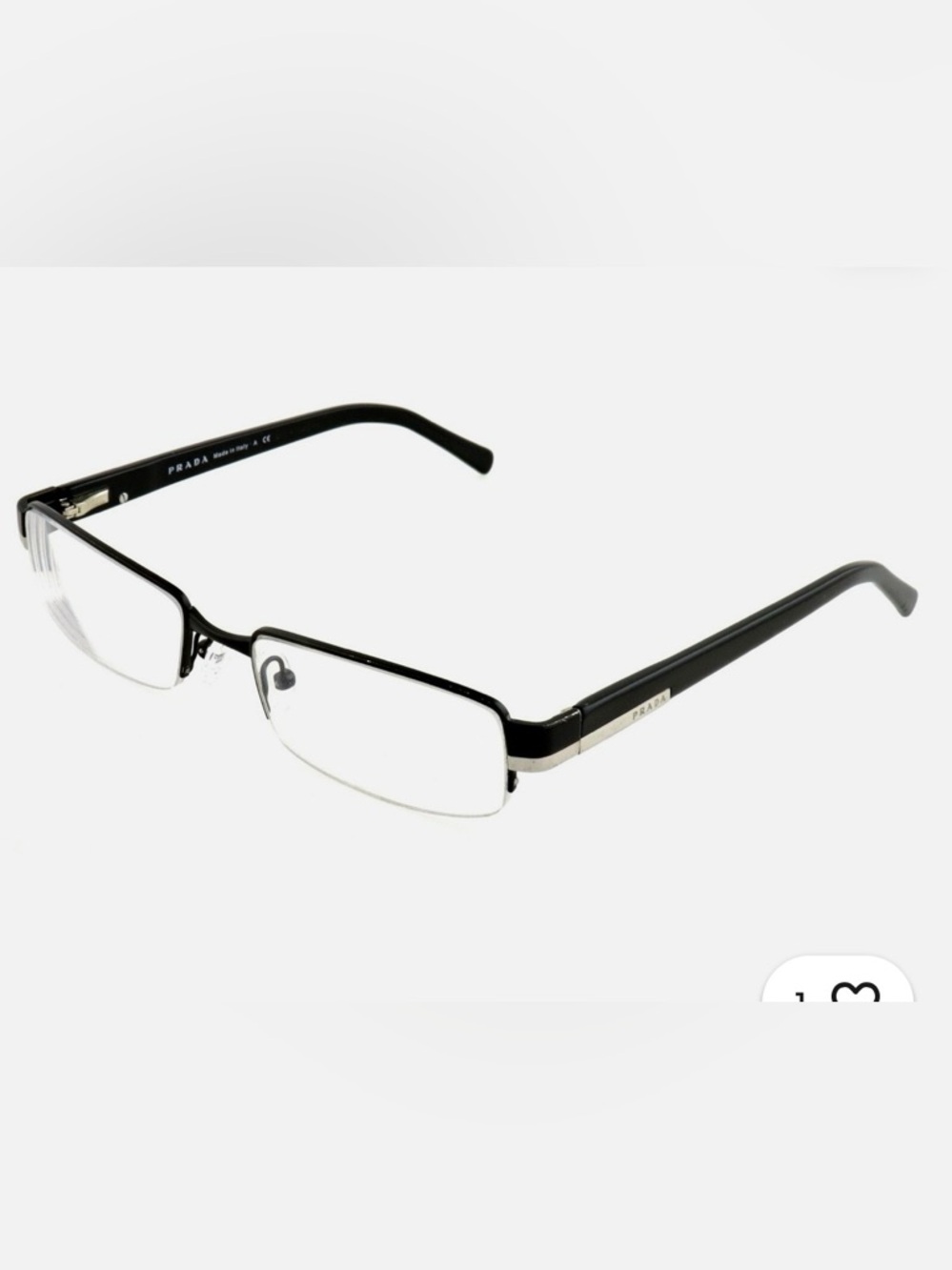 PRADA VPR64H 1BO-1O1 51mm Black Half-Rim Eyeglasses Frames with Case and Duster